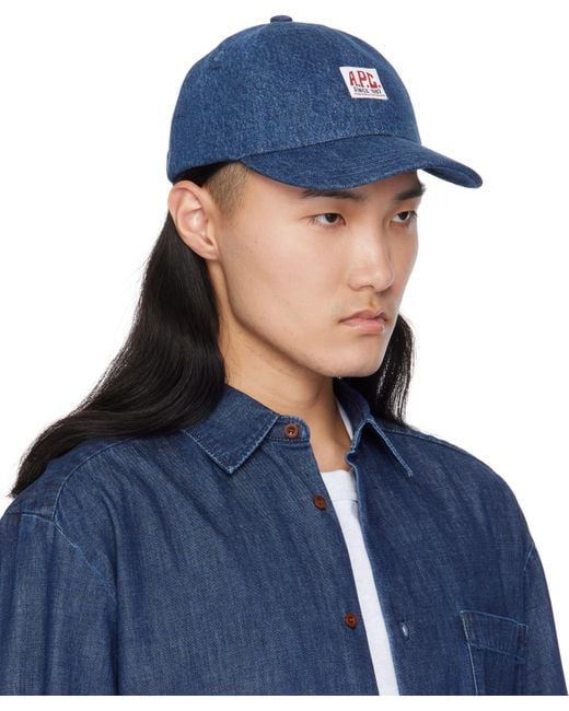 A.P.C. Blue Charlie Carpenter Baseball Cap for men