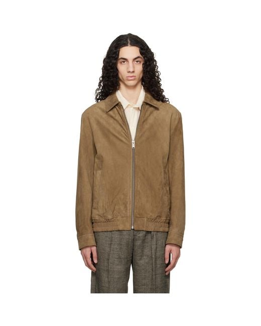 Boss Multicolor Tan Soft Suede Bomber Jacket for men