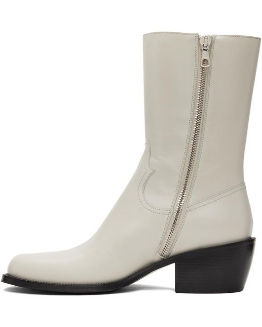 Dries Van Noten Gray Off-white Zip Boots for men