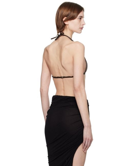 Rick Owens Black Hollywood Waxy Lamb Leather Bra