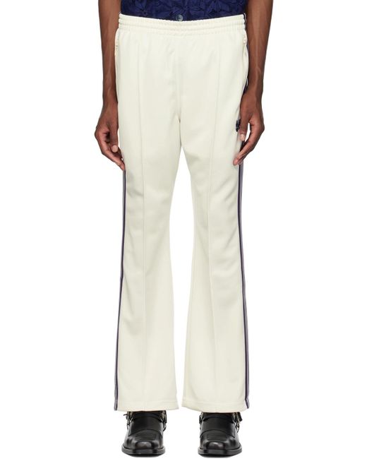 Needles White Off- Embroide Track Pants for men