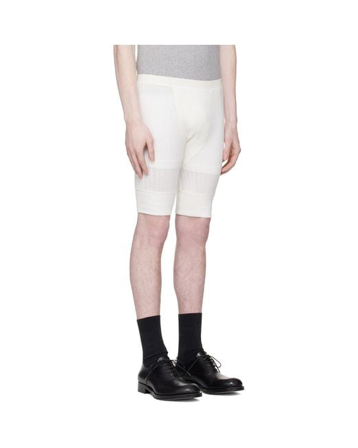 Dries Van Noten White Off- Pointelle Shorts for men