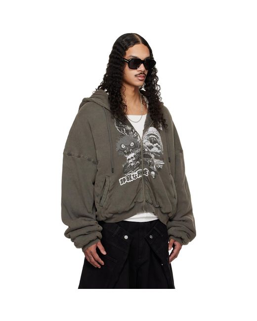 Lu'u Dan Gray Wadded Hoodie for men
