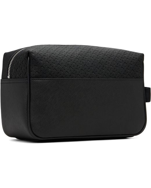 Boss Black Bonded Leather Toiletry Bag for men
