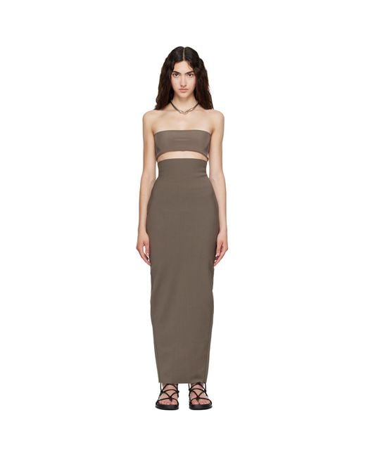 Rick Owens Brown Tower Dirt Pillar Maxi Skirt
