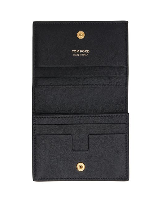 Tom Ford Black Grain Leather Padlock Compact Wallet