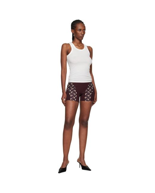 MARINE SERRE Multicolor Burgundy Athleisure Moon Insert Mini Shorts