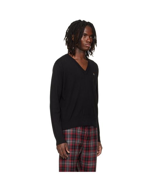 Vivienne Westwood Black Mark V-Neck Sweater for men