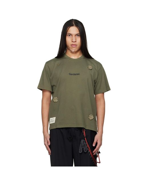 Song For The Mute Green Birkenstock Edition 'The Gardener' Crochet Flower T-Shirt for men
