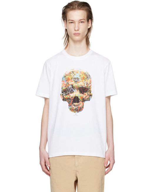T-shirt blanc à image de crâne PS by Paul Smith pour homme en coloris White