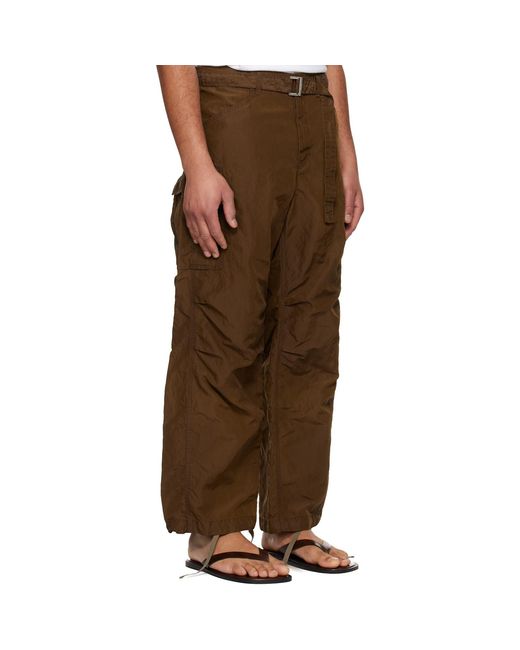 Sacai Brown Treated Nylon Twill Cargo Pants for men