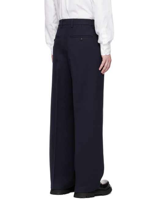 AMI Blue Large Fit Trousers for men