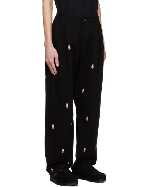 Pop Trading Co. Black Miffy Embroide Trousers for men