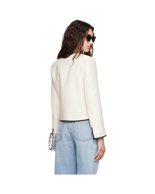 Valentino White Off- Wool & Silk Crepe Blazer