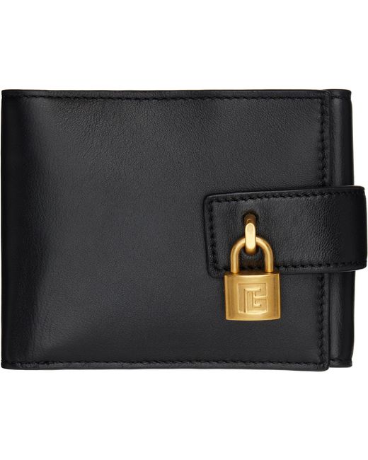 Balmain Black Pulse Trifold Lambskin Wallet for men