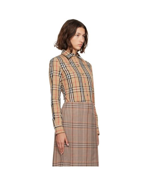 Burberry Brown Check Stretch Cotton Shirt