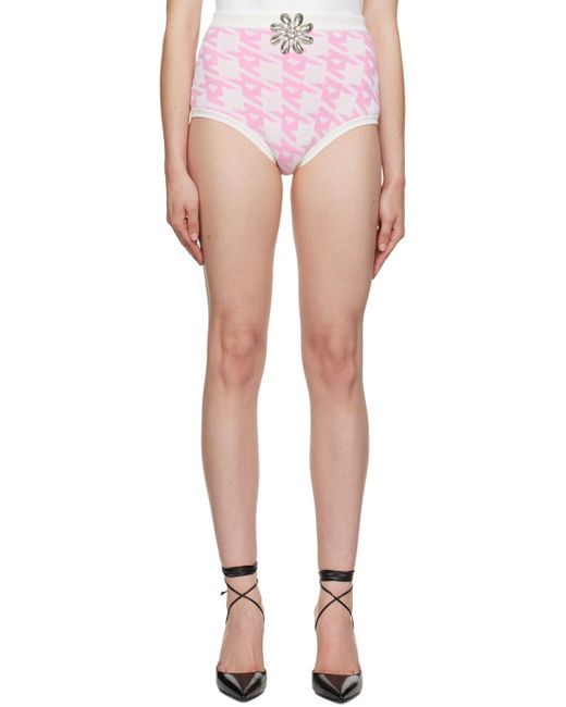 Area Multicolor Pink & Off-white Mussel Flower Hot Shorts