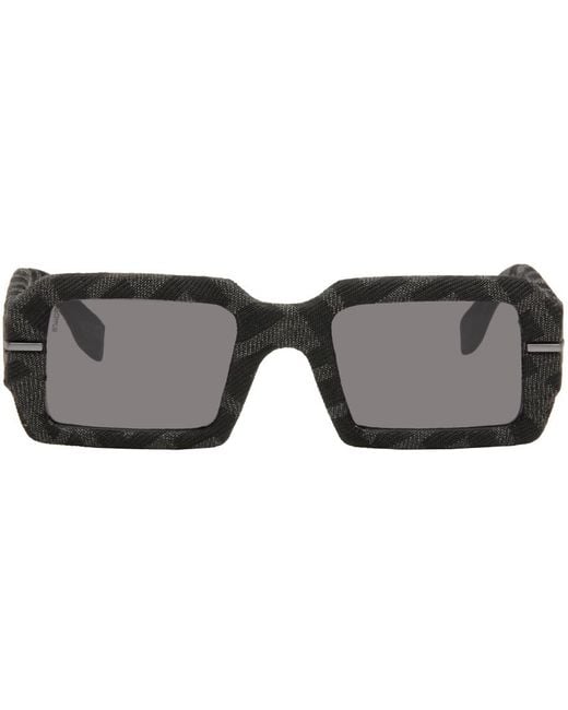 Fendi Black & Gray Graphy Sunglasses for men