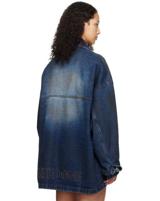 we11done Blue Smudged Denim Jacket