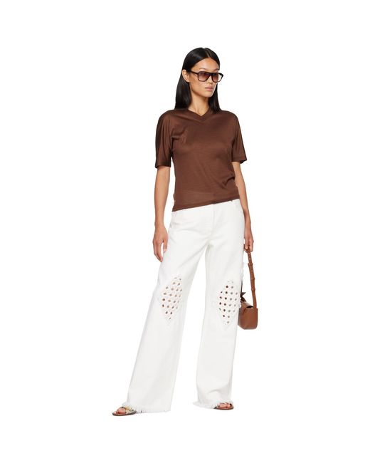 Ferragamo White Frayed Detail Jeans