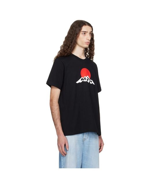 Casablanca Black Montagne Snow Print T-Shirt for men