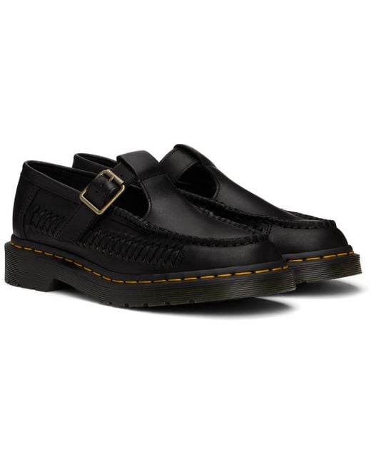 Dr. Martens Black Adrian T-Bar Leather Loafers for men