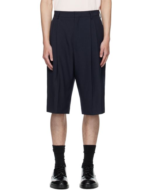 Dries Van Noten Blue Tailored Wool Shorts for men