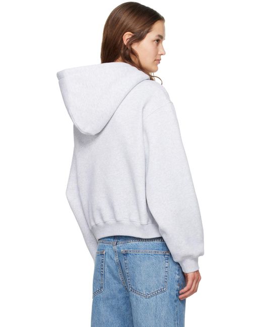 T By Alexander Wang White Gray Bonded Hoodie