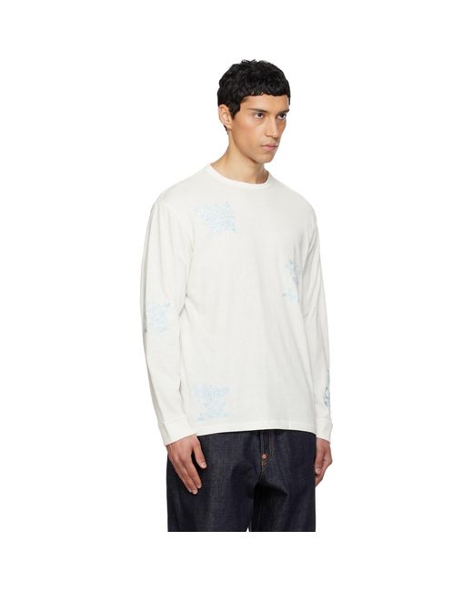 KENZO White Paris Cartoon Outlined' Relax Long Sleeve T-Shirt for men