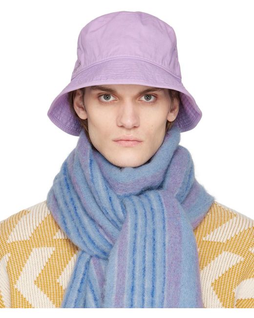Acne Blue Purple Embroidered Bucket Hat for men