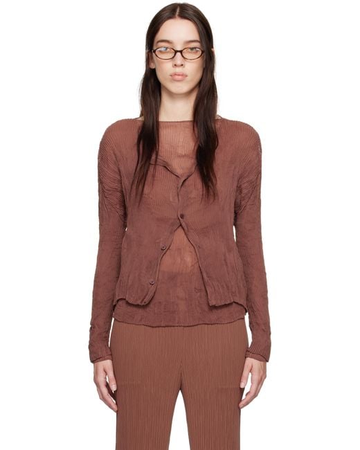 Issey Miyake Red Chiffon Twist Cardigan