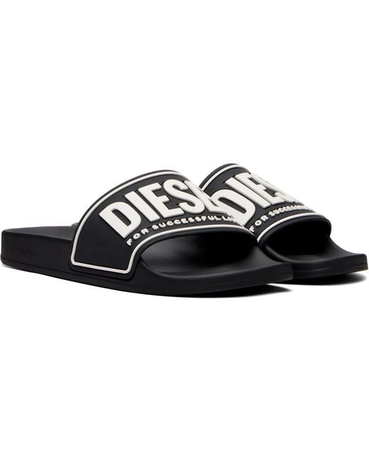 DIESEL Black 3d Logo Sa-mayemi-pool Slides for men