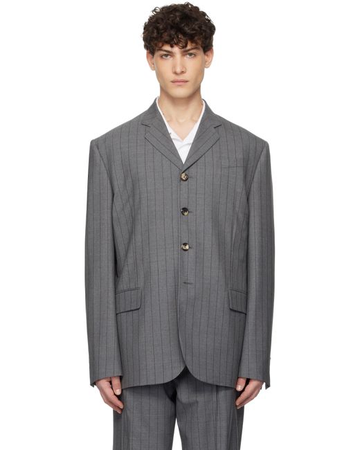 Veston Gris En Laine À Rayures Fines Moschino pour homme en coloris Black