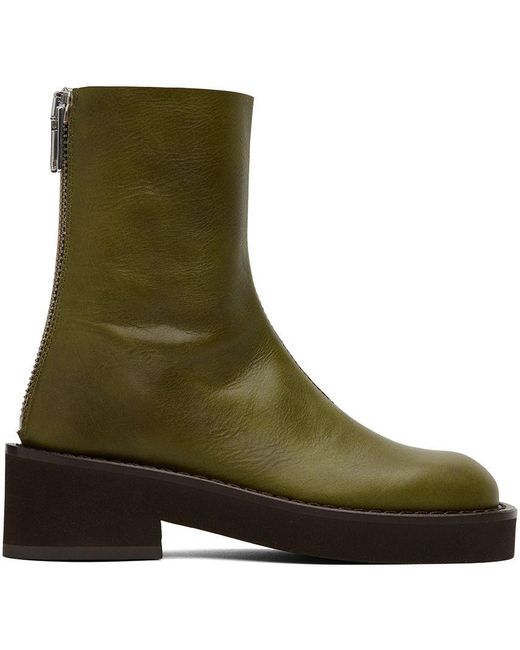 MM6 by Maison Martin Margiela Green Leather Boots for men