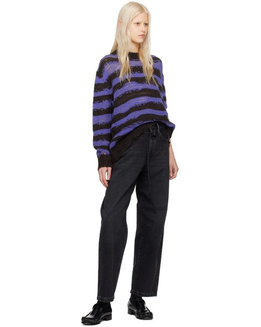 Acne Blue Purple & Black Stripe Sweater