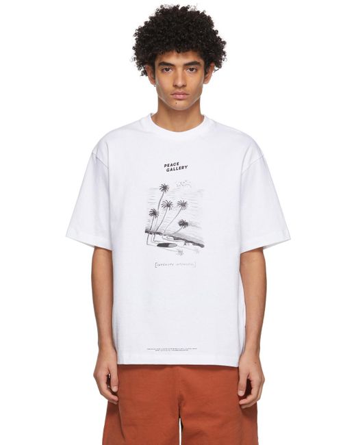 Acne White Beni Bischof Edition 'peace Gallery' T-shirt for men
