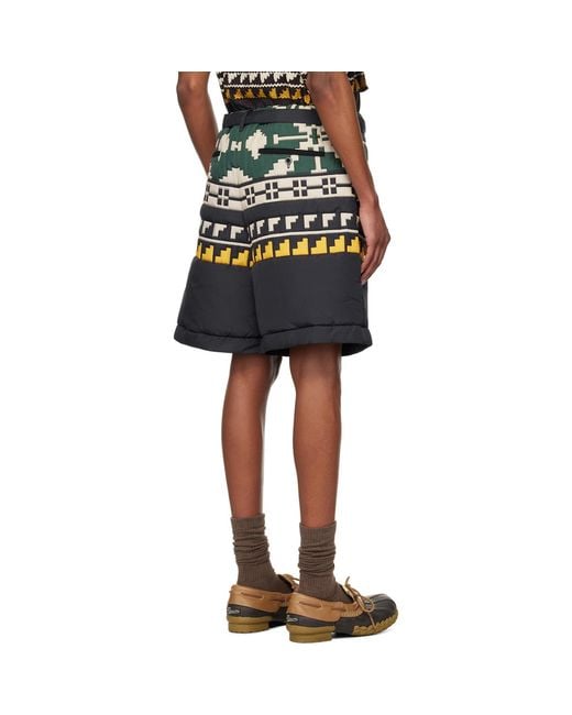 Sacai Black Knit Pattern Quilted Shorts for men