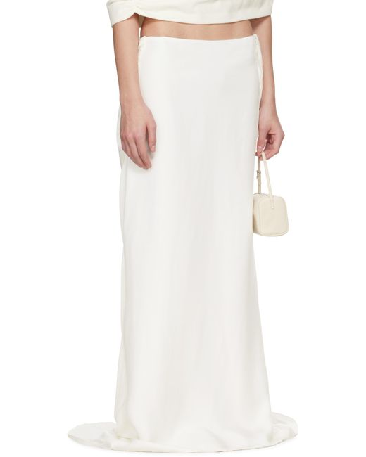 Colleen Allen White Ssense Exclusive Bridal Capsule Silk Bustle Maxi Skirt