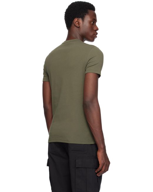 メンズ Tom Ford カーキ ストレッチ コットンジャージ Tシャツ Black