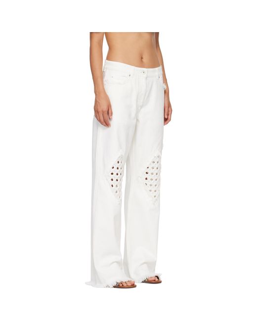 Ferragamo White Frayed Detail Jeans