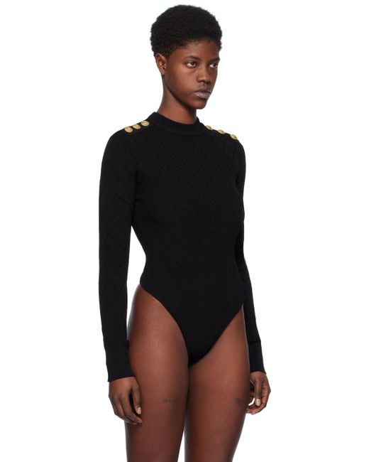 Balmain Black Cutout Bodysuit