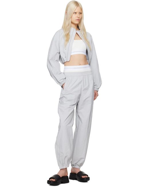 Pantalon de détente gris à logos tissés Alexander Wang en coloris White