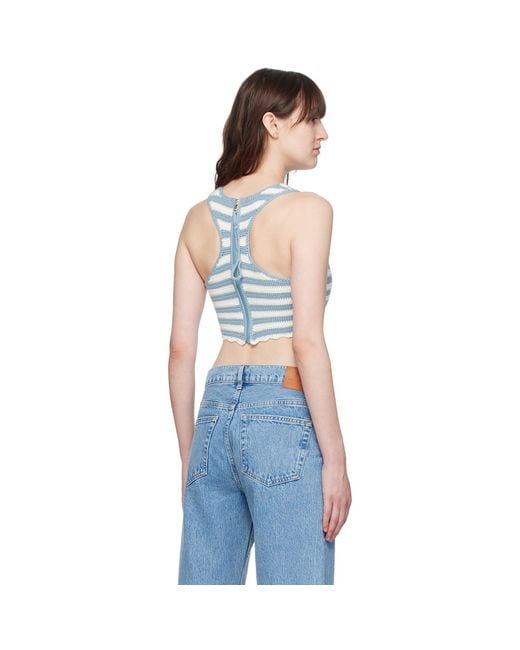 Ganni Blue Off- Racerback Tank Top