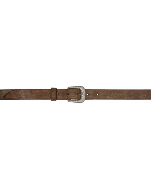 RRL Black Taupe Tumbled Leather Belt for men