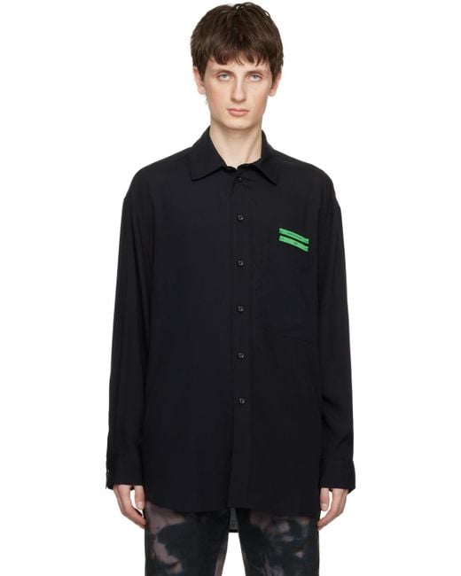 Song For The Mute Black Pleated Box Shirt for men