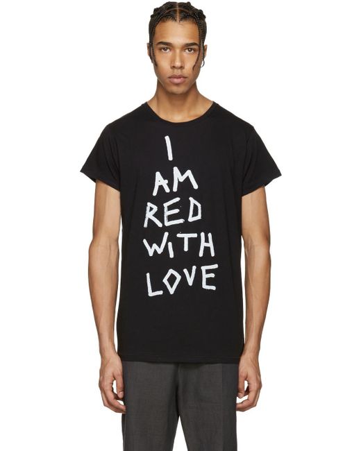 Ann Demeulemeester Black 'i Am Red With Love' T-shirt for men