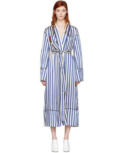Off-White c/o Virgil Abloh Blue Striped Pyjama Robe