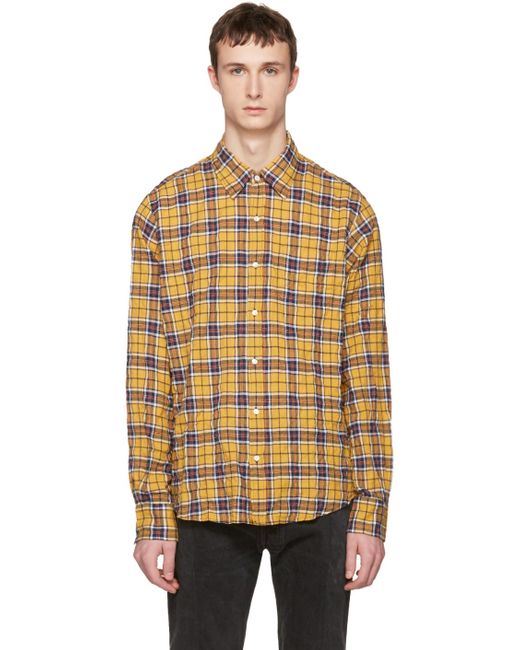 original women yellow plaid shirt