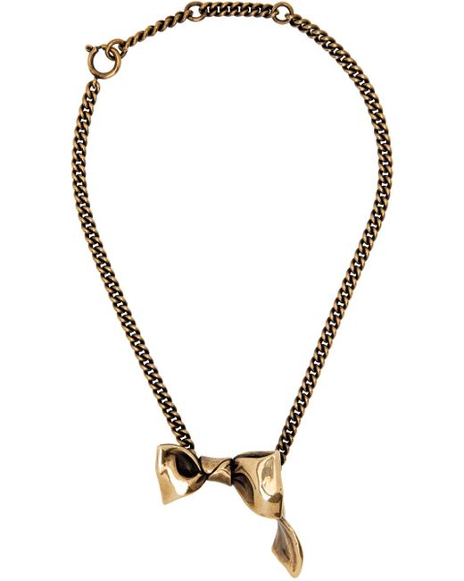 Acne Black Gold Karen Kilimnik Edition Bow Necklace for men
