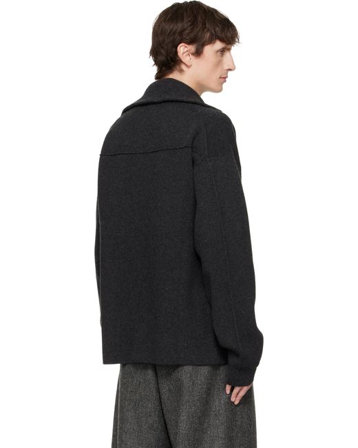 Lanvin Black Cashmere Zip Cardigan for men
